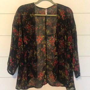 Black and Red Floral Kimono